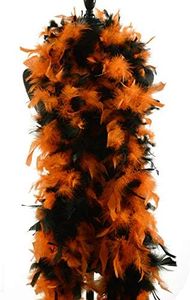 Fukang Feather Turkey Chandelle Feather Boa 72" 80 Gram (Orange/Black Tips, 80g)