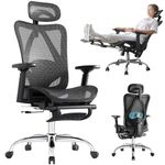 Ergonomic Office Chair, SGS Certified Gas Cylinder, Office Chair with Adjustable Lumbar Support, Retractable Footrest, Mesh Office Chair Gaming Chair