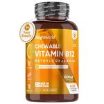 Vitamin B12 High Strength 1000mcg - 1+ Year Supply - 400 Chewable & Vegan Vitamin B12 Tablets - Sugar-Free Methylcobalamin - Vit B12 Supplement for Tiredness & Fatigue - Lemon Flavour - Made in The UK