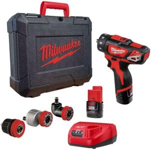 Milwaukee M12BDDXKIT-202C M12 4-in-1 Drill Driver Kit (2 X 2.0ah Li-ion Batteries, Charger, 10mm Chuck & Extra Heads)