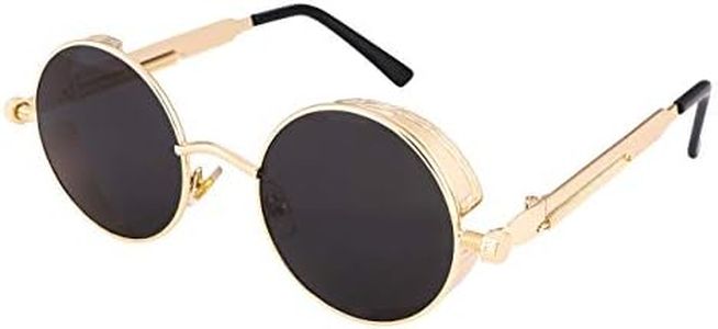 FEISEDY Retro Gothic Steampunk Sunglasses Round Metal Frame Punk Circle Inspired Shade Men B1857