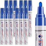 TFIVE Blue Paint Pens Markers - 12 Pack Oil Based Permanent Marker, Medium Tip, Never Fade, Quick Dry, Waterproof Paint Pen for Rocks Painting, Wood, Fabric, Plastic, Canvas, Glass, Metal
