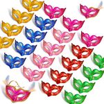 24 Pieces Mini Mask Small Masquerade Mask Cake Toppers Decorative Mini Masquerade Mask Mardi Gras Centerpiece Party Decor, As Pictures Show, 7 x 4 cm/ 2.75 x 1.58 inches