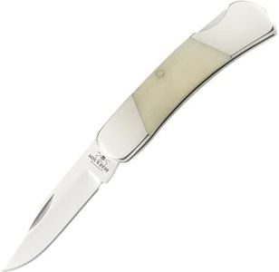 Bear & Son Executive Upswept Lockback Pocket Knife, White Smooth Bone Handle, Polished 440 High Carbon Stainless Clip Point Blade, Nickel Silver Bolsters, Slim Lightweight Everyday EDC, USA Made