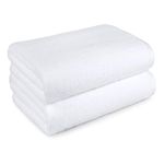 Amazon basics 2 piece Lightweight quick-dry oversize bath towel, 100% cotton, white, 62" x 30"