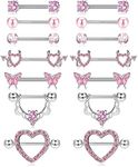 Fansilver 7 Pairs 14G Nipple Rings 