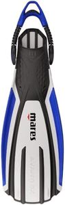 Mares Unisex Avanti 4X Open Heel Scuba Diving Fins | Bungee Straps & 4-Channel Blade | Lightweight High-Thrust Snorkeling Flippers for Travel & Cold Water, White/Black/Blue, Regular