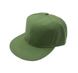 ODS:UK® Plain 100% Cotton Snapback Funky Hats Flat Peak Baseball Caps Hip Hop Dope Era Swag Adjustable (Olive Green)