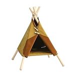 Karmatic Living - Pet Teepee Tent for Small Dogs & Cats | Washable, Portable and Foldable Pet Tent for Small Pets | Dog Teepee Tent House for Indoor Outdoor Use (Turmeric)