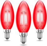 E14 Led Light Bulb 4 Watt Red Filament Led Bulb SES 220V Red Light Bulbs E14 Small Edison Screw Lamp Bulb Fireglow Candle LED Bulbs 40W Replacement for Halloween Christmas Holiday Party 3Pack