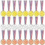 FEPITO 36 Pcs Winner Medals Kids Plastic Gold Medals Silver Medals and Bronze Medals for Kids Party Favor Decorations and Sports Awards