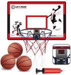 Mini Basketball Hoop for Kids and Adults, Indoor Foldable Basketball Hoop Toys with 3 Balls and 1 Electronic Scoreboard, Over The Door Basketball Hoop Toys Gifts for Boys Girls