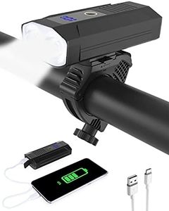 Bike Lights USB (Type-C) Rechargeable 1800 Lumen Lumière Velo Bicycle Headlight Waterproof Led Bicycle Lighting Flashlight, Easy Install & Quick Release (Bike Front Light)