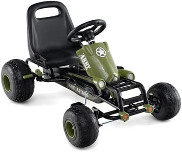 Costzon Kids Pedal Go Kart, 4-Wheel Ride On Toy with Gear Shifter, Handbrake, Adjustable Seat, Steering Wheel & Non-Slip Big Wheels, Off-Road Pedal Go Cart for Boys & Girls Aged 3+ (Green)