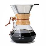 Lalord Pour Over Coffee Maker with Stainless Steel Filter, 800 ml Borosilicate Glass Carafe, Wooden Collar, Coffee Maker Carafe, Hold 1-4 Cups, 27 fl oz, Clear