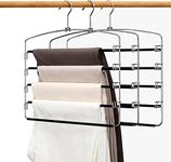 devesanter Pants Hangers Space Save Non-Slip Trousers Hangers Stainless Steel Clothes Hangers Closet Space Saving for Pants Jeans Scarf Hanging Black (3 Pack)