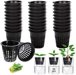 50 Pack Garden Slotted Mesh Net Cups, 2" Round Hydroponic Net Pots Cups, Wide Lip Bucket Basket for Hydroponics for Hydroponics & Aquaponics, Indoor and Outdoor Plant Growth, Multi-Purpose