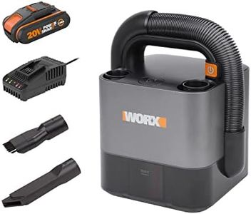 WORX 18V(20V MAX) Potente Aspirapolvere per Auto senza Fili a 2.0Ah Batteria WX030, 150W 10KPa con Scatola di Immagazzinaggio Integrata, Rete Filtrante Lavabile Rimozione Polvere