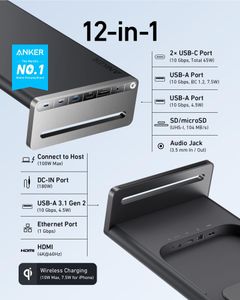 Anker 12-in-1 USB-C Docking Station – Multiport Hub with HDMI, Ethernet