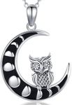 Suiknsn Sterling Silver Black Cat/Fox/Owl/Phoenix/Panda/Butterfly/Cat/Dog Paw Print for Women Cute Animal Pendant Necklace Jewelry Birthday Valentines Gifts for Friends Couples Sisters, Medium,