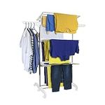 Hyfive Clothes Airer Clothes Drying Rack Extra Large 4 Tier Clothes Horse Drying Rail Stainless Steel Garment Laundry Clothes Dryer Racks Folds Flat For Easy Storage