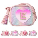 Birthday Gifts for 2 3 4 5 6 7 8 9 10 Year Old Girl,Cute Little Girl Purse Toddler Purse for Kids Wallet,Small Initial Shoulder Crossbody Bag,Personalized Christmas Gift for Daughter Baby(Rainbow,E)