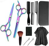 11pcs Hair Cutting Scissors Kit, Stainless Steel Hairdressing Scissor Set Thinning Scissors Hair Shears Set Hair Cutting Kits Haircut Accessories for Barber Shop