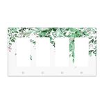 Xuejiaku Light Switch Cover Green Eucalyptus Watercolor Leaves 4 Gang Switch Plate Quad Rocker Wall Plates GFCI Outlet Covers Decorative Receptacle Cover for Bathroom Bedroom Decor