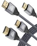 Basesailor 8K 60Hz HDMI Cable 10FT 2-Pack,48Gbps 7680P Ultra High Speed HDMI Cord for Apple TV,Roku,Samsung QLED,2.0 2.1,Sony Playstation,PS5,Xbox One Series X,eARC 8ft HDR HDCP 2.2 2.3,4K 120Hz 144Hz