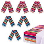 6 Pack Mexican Table Runner 14 x 108 Inches Serape Blanket Colorful Fringe Cotton Table Cloths Decor for Mexican Tribal Cinco de Mayo Fiesta Pool Party Outdoor Picnics Dining