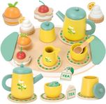 RILSO Gifts for Girls,Wooden Tea Set for Toddlers,Birthday Gifts for Girls Boys Pretend Play,Presents for Girls Toys Tea Set Toy Kitchen Accessories