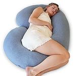 PharMeDoc Pregnancy Pillow, C Shaped Full Body Pillow (Dark Grey Cooling Cover)