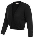 Belle Poque Womens Cardigan Sweaters Summer Long Sleeve Knit Shrug Basic Black Cardigan for Women Dressy(Black XL)