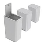 N. NETDOT 3 Pack 10 Liter / 2.6 Gallon Bathroom Trash Can, Small Trash Can with Lid, Garbage Can Waste Basket for Bathroom, Kitchen, Bedroom, Powder room, Craft room, Office, College (Gray)