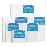 FEPITO 6 Set Blank Stretched Canvas Assorted Size Artist Canvas Multipack Canvases for Acrylic Oil Water Painting