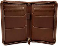 Excello Global Products Split Grain Leather Travel Wallet, Brown, Holds 4 Passports