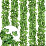 ALOUD CREATIONS 12 Pc Artificial Plants Leaves | Fake Green Leaves | Indoor & Outdoor Decoration | Garlands Plant Hanging Vine Creeper | Home Decor | 80 Leaves | Ivy Leaves | Pack of 12