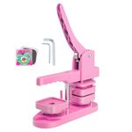 Square Button Badge Maker Machine, 50mm, Pin and Magnet Badge Maker Kit, Pink Crafting Tool/Button Maker DIY Press Tool