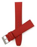 Bandini 18mm Italian Leather Watch Strap Band - Red with Stitching - Classic - Slim