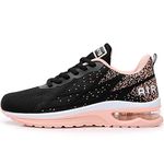 MAFEKE Women Air Athletic Running Shoes Fashion Tennis Breathable Lightweight Walking Sneakers (Peachblack US 8 B(M)