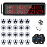 WNKRUN Restaurant Pager System,500m Buzzer System Wireless Calling System with 1 Display Screen Receiver/20 3-Key Pager with Cancel Button/2 Watch Pagers, for Restaurants/Café/Bar/Clinic