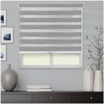 Kayra Decor Zebra Blinds for Windows and Doors with Dual Shade, Horizontal Stripes, Sheer and Solid Fabric, Light Control Blinds for Home & Office (Customized Size, Grey)