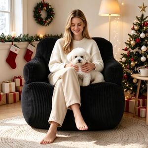 Giant Bean Bag Chair for Adults with Armrests, Corduroy Bean Bag Sofa