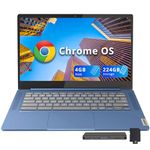 Lenovo IdeaPad Slim 3 14" FHD Chromebook, MediaTek Kompanio 520, 4GB LPDDR4x RAM, 224GB Storage (64GB eMMC+160GB Docking Station Set), HD Webcam, Wi-Fi 6, Long-Battery Life, Chrome OS, Abyss Blue