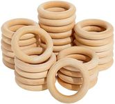 Juvale Wooden Rings for Crafts, Macrame, Crochet, Jewelry Making, Natural Unfinished 3 Inch Wood Rings (75mm, 30 Pack)