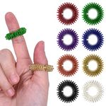 Wisdompro 16 Pcs Spiky Sensory Finger Rings, Silent Anxiety and Stress Relief fidget Ring Set for Teens & Adults, Multicolours(2.8 cm/1.1 Inch) (8 Colours)