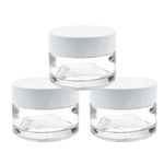 Happy Packaging 50 Ml Clear Round Empty Glass Cosmetic Cream Container | Jars With White Cap And White Inner Lids For Creams | Balms | Face Scrub | Body Cream Etc (3)