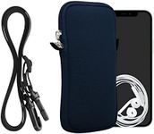 kwmobile Neoprene Phone Bag XXL - 7" - 6.9 x 3.3 inches (17.7 x 8.5 cm) Universal Case Holder with Neck Strap and Zipper - Navy Blue