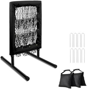 Heavy Duty Pitching Net with Strike Zone,9 Pocket Pitching Net of 4 Adjustable Heights (36-53in),Strike Zone Target Net Fix by 8xspikes and 2xsandbags, Pitching Target Net for All Age Softball Hitting