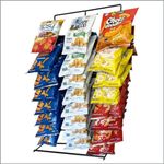 Free Standing Metal Snack Rack, 3 Wand | Color: Black | 48 Clips | Clip Strip Corp